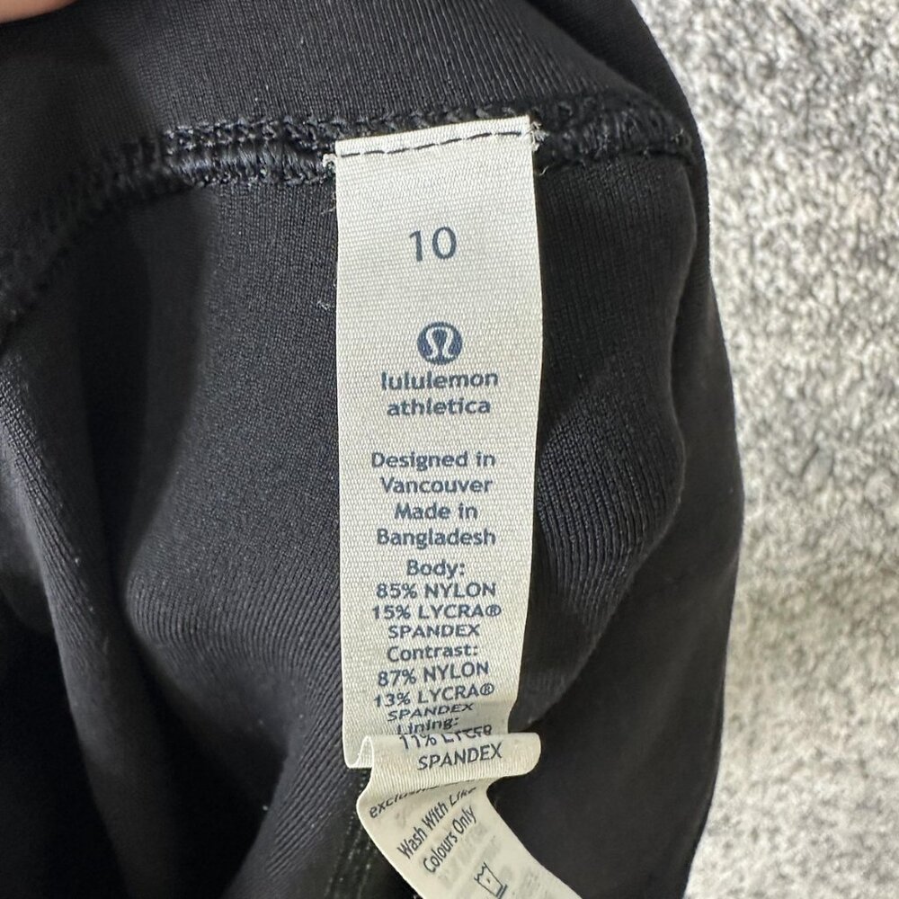 Lululemon Pants Womens 10 Black Green Colorblock High Rise Yoga Leggings Legging - Picture 7 of 9